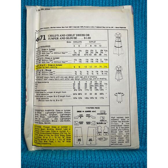 McCalls 4471 pattern girls jumper fit and flare 1970s size 12 - Picture 3 of 7